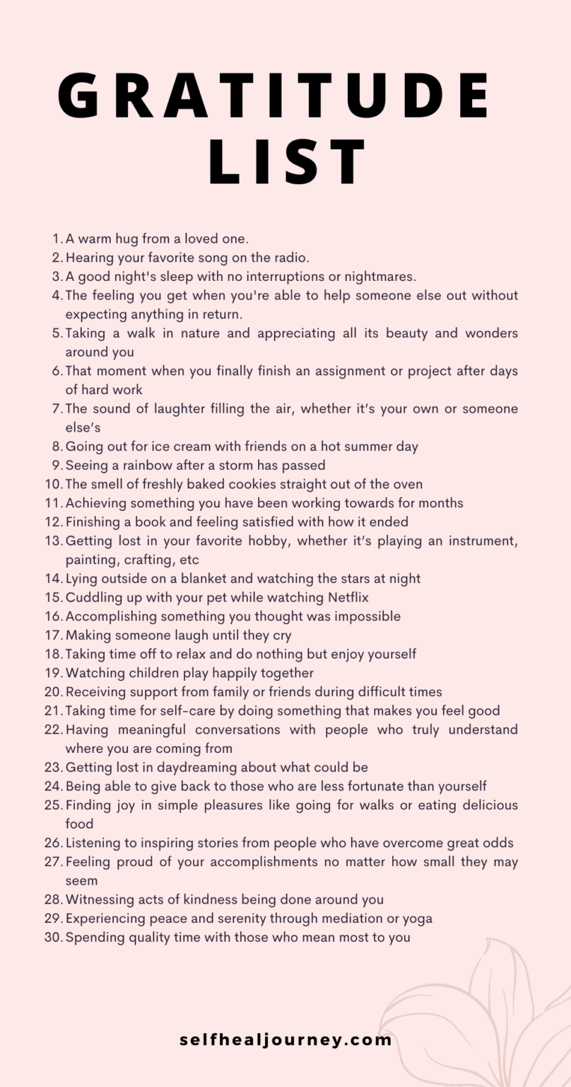 Gratitude List: 260+ Things To Be Grateful For