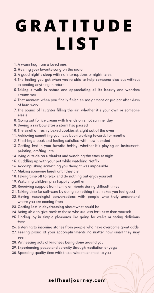 gratitude list - things to be grateful for