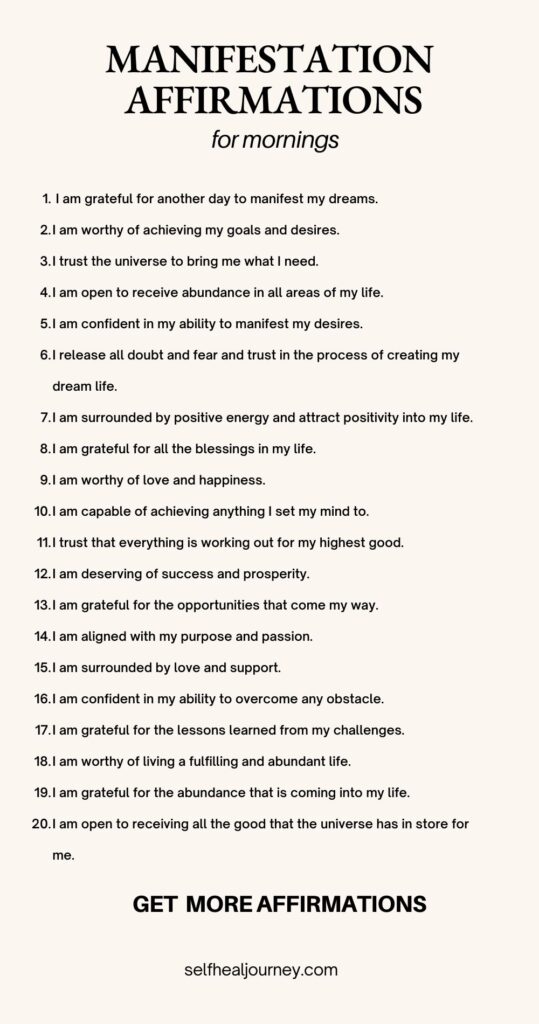daily manifestation affirmations for mornings