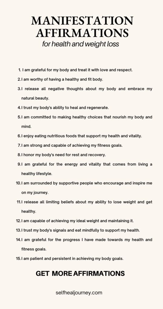 manifestation affirmations for health and weight loss