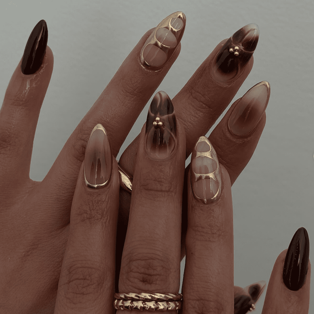 brown fall nails
