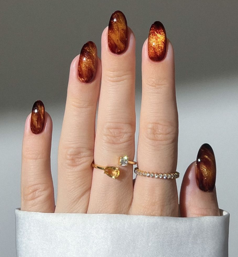 brown fall nails