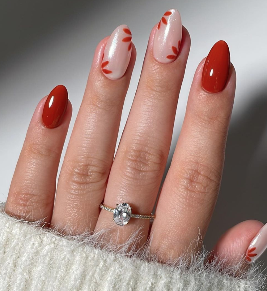 red fall nails
