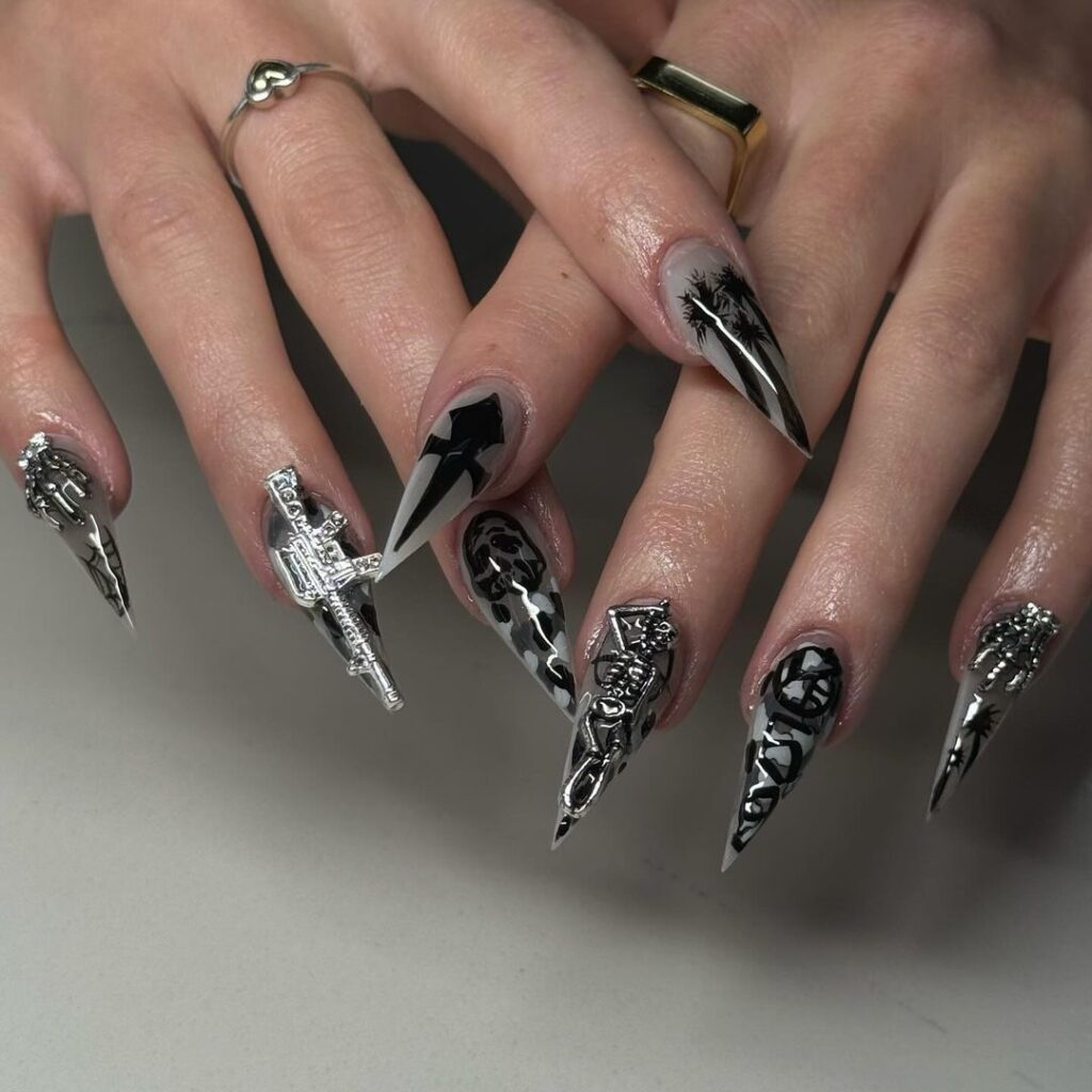 black halloween nails