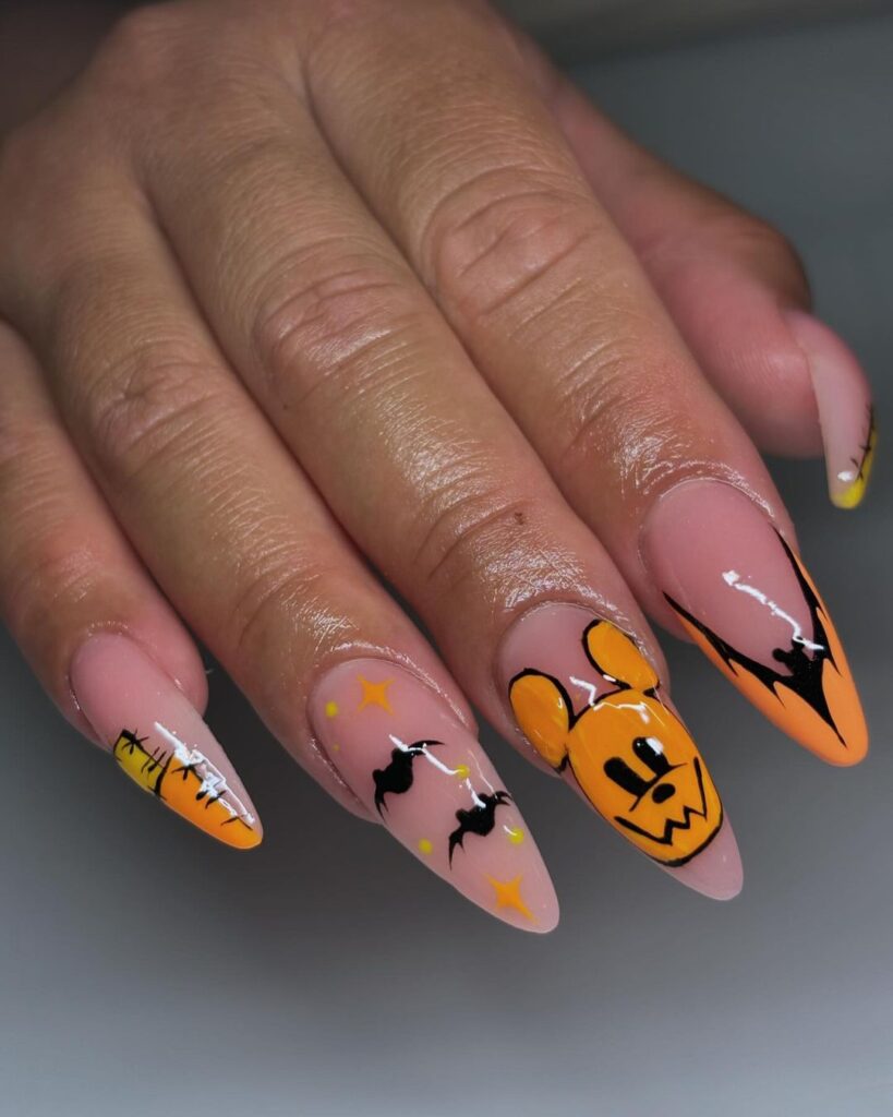 halloween nails black and orange