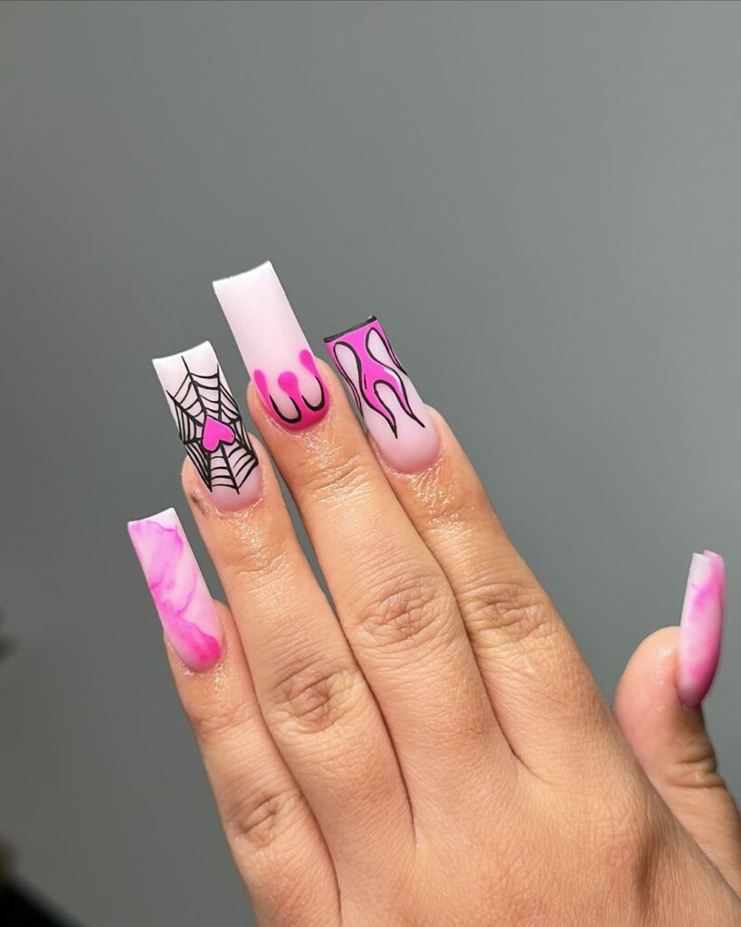 pink halloween nails