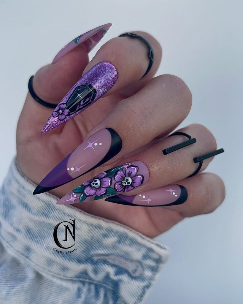 purple halloween nails