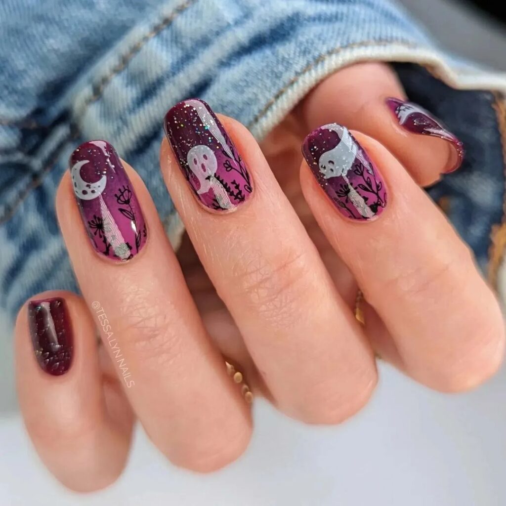 purple halloween nails