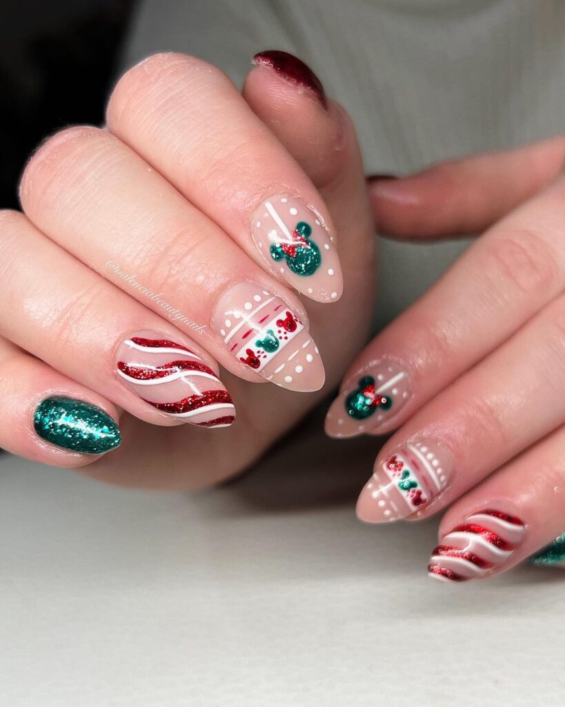 christmas nail almond