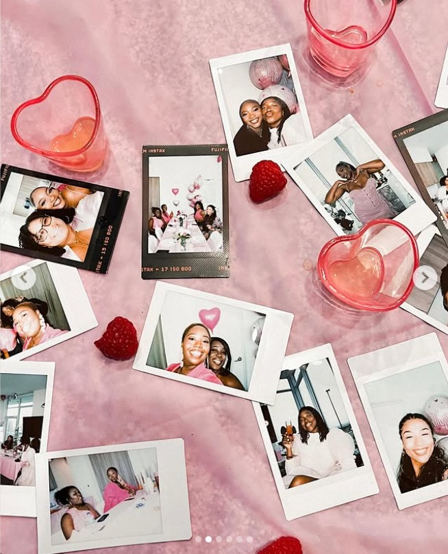 galentines party decor photo wall