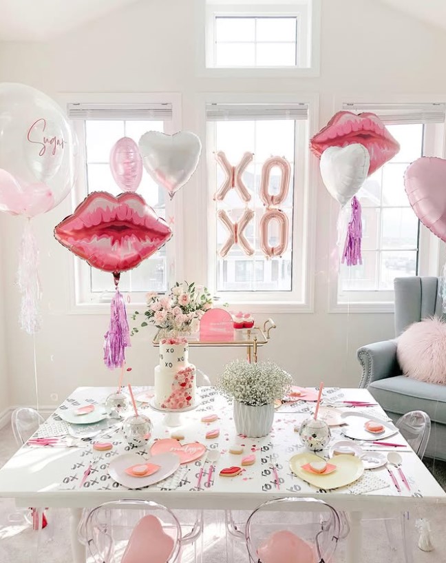 galentines party decor streamers