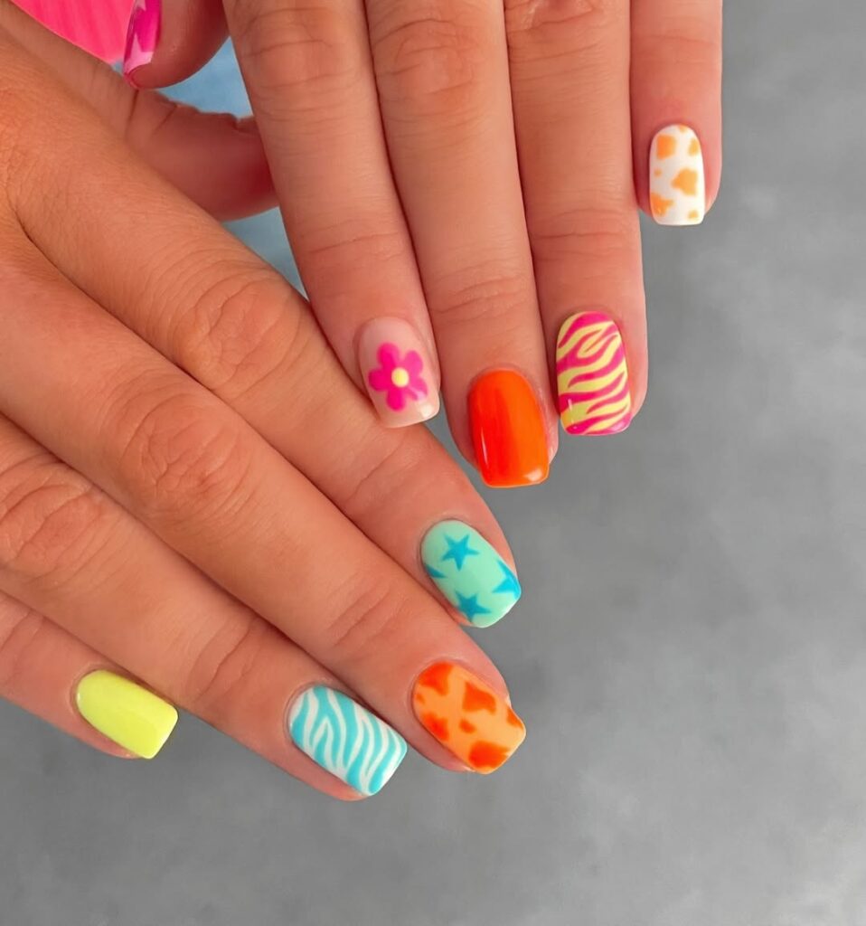 colorful summer nails