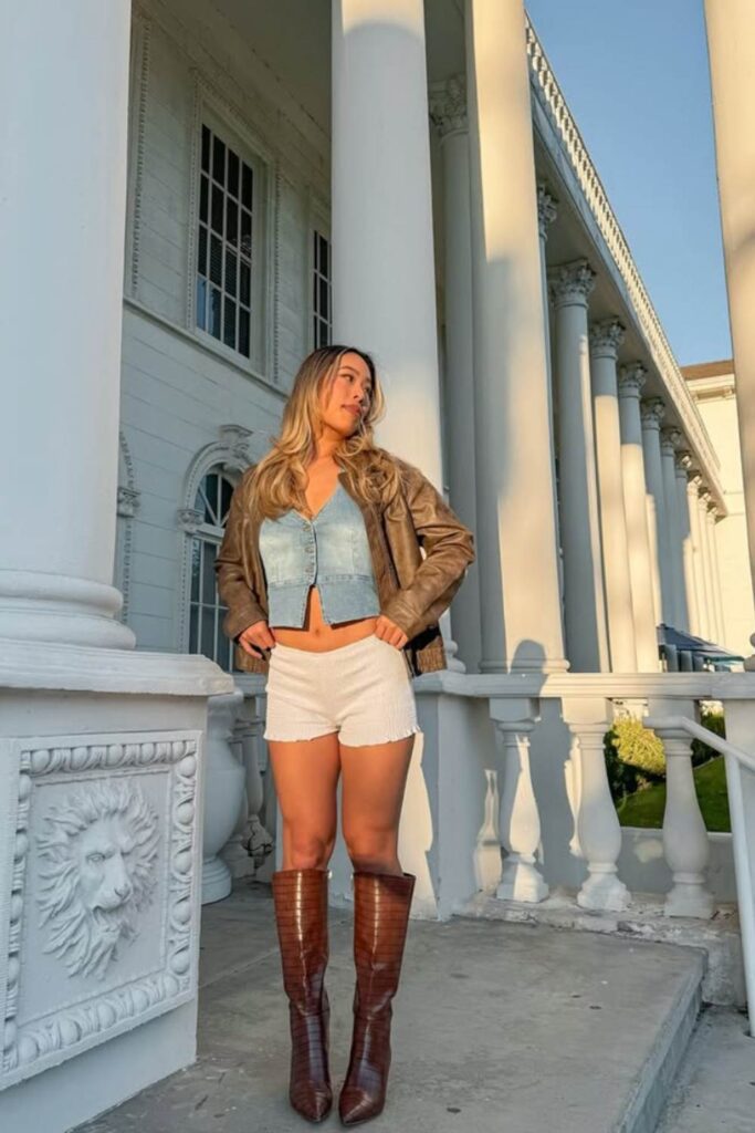 brown knee high boots outfit