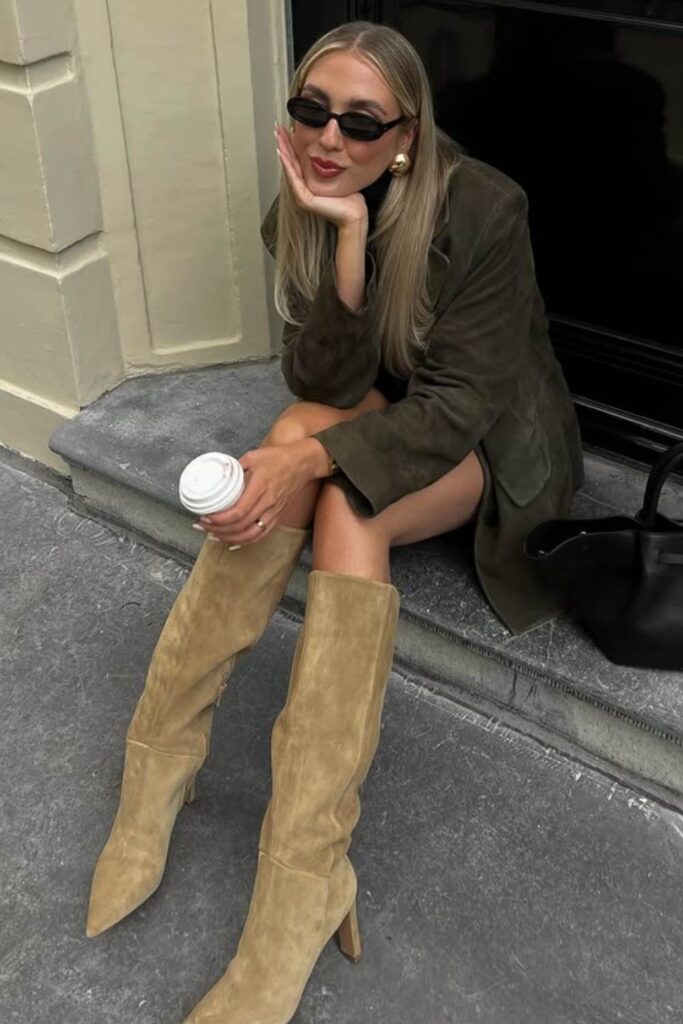 brown knee high boots outfit