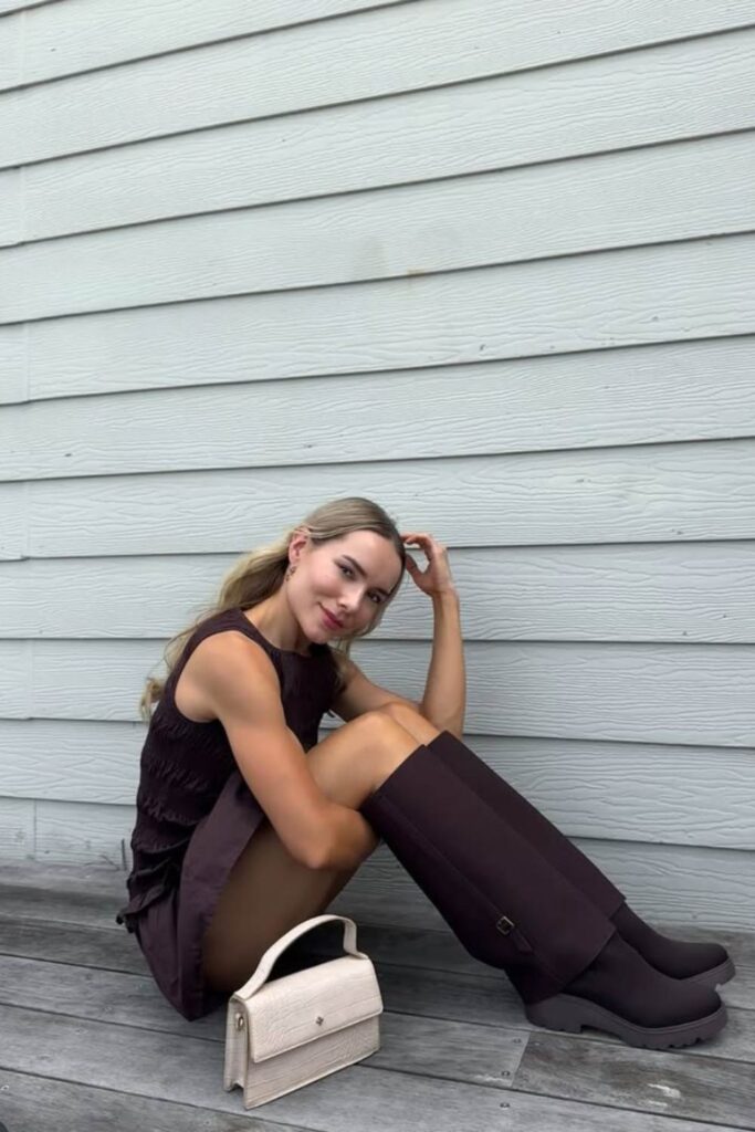 brown knee high boots outfit