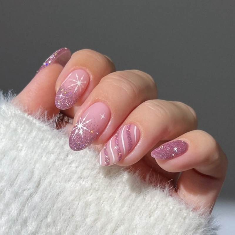 winter nails almond