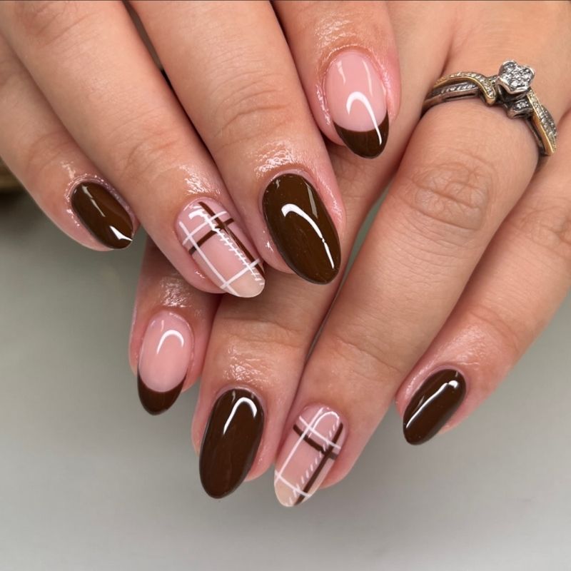 plaid nails fall