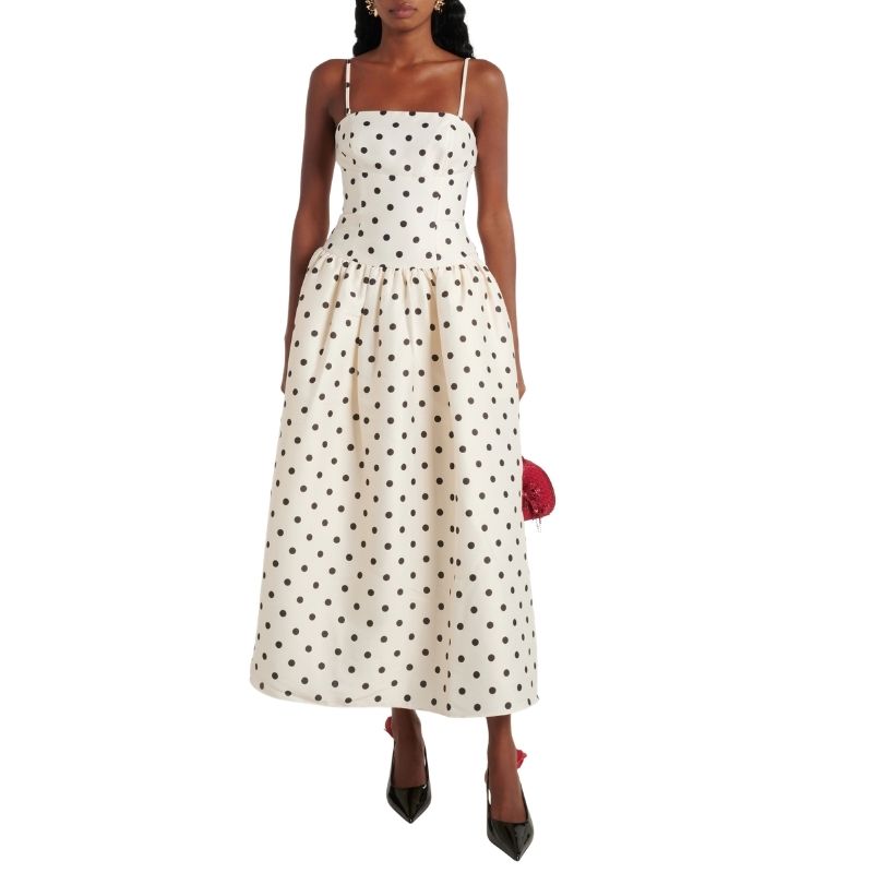 black and white polka dot dress