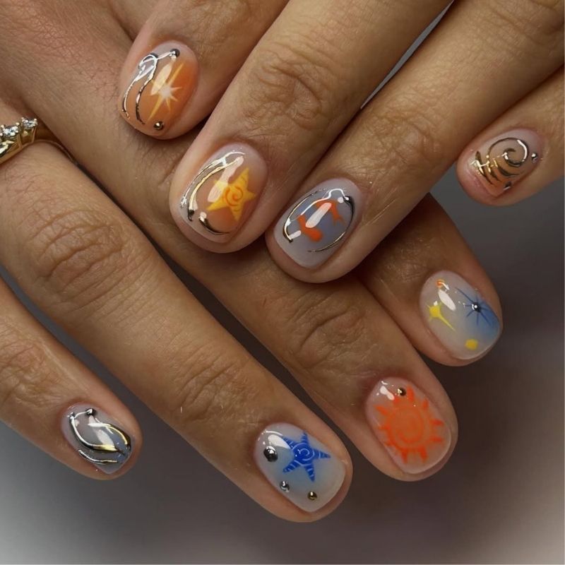 vacation french tip nails