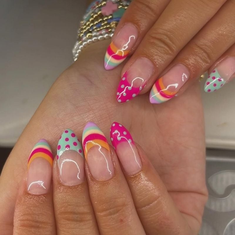 pink cute back to school nails