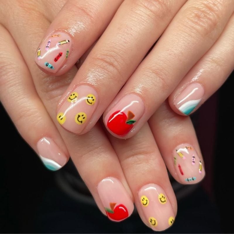 pink back to school nails