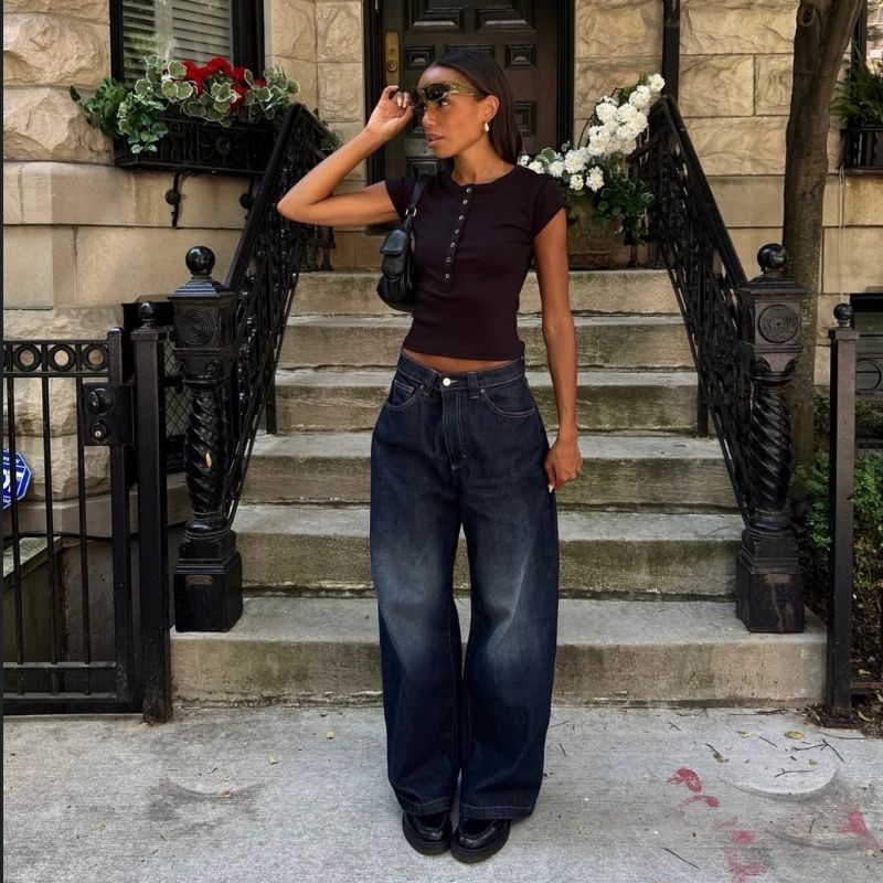 how to style barrel jeans fall