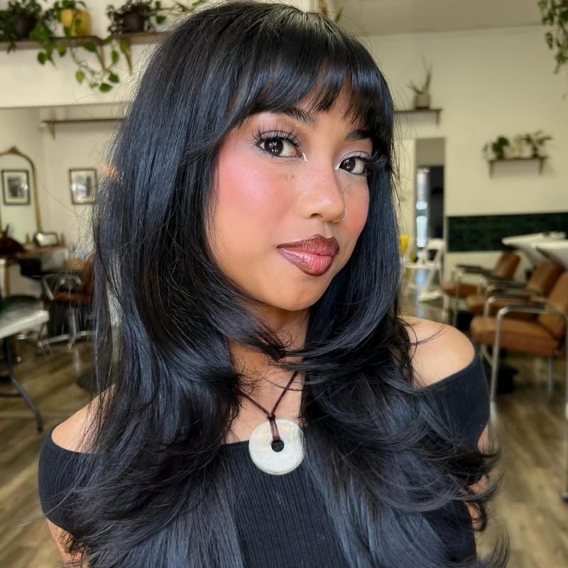 curtain bangs long hair